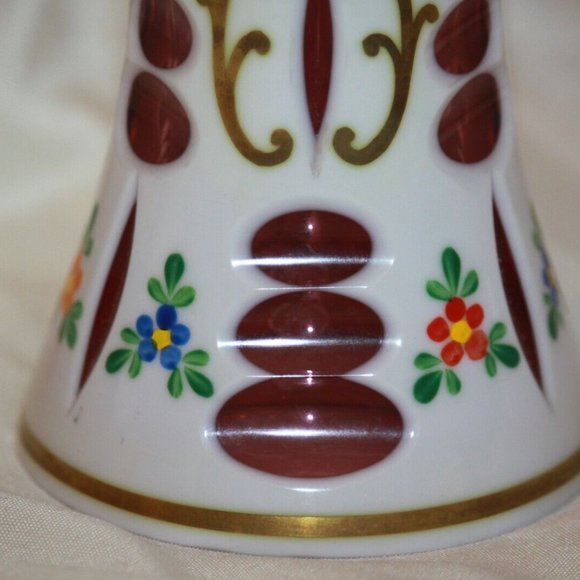 Czech Bohemian Cranberry Cased to White Glass BELL LOT 4364 - Picture 3 of 4